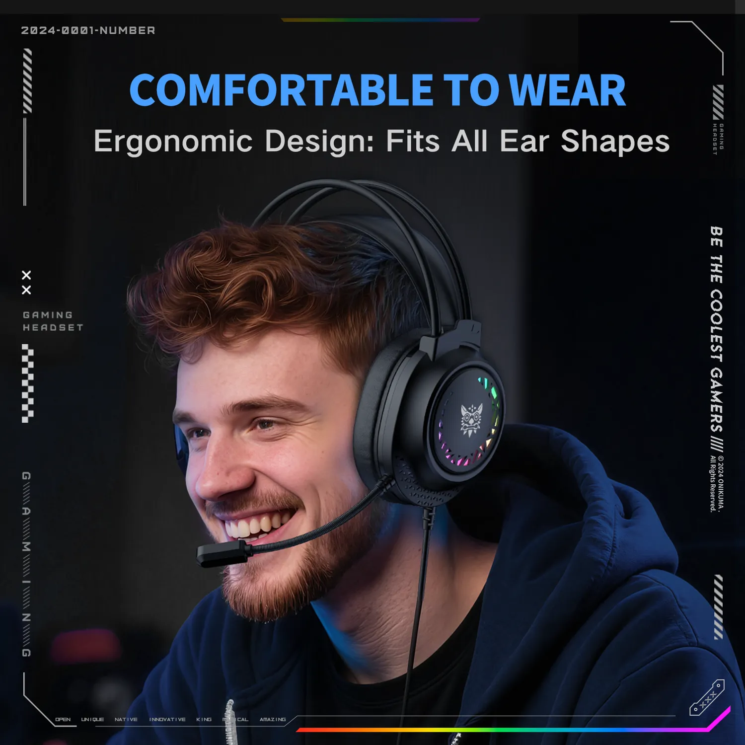 ONIKUMA X92 gaming headset zwart RGB surround