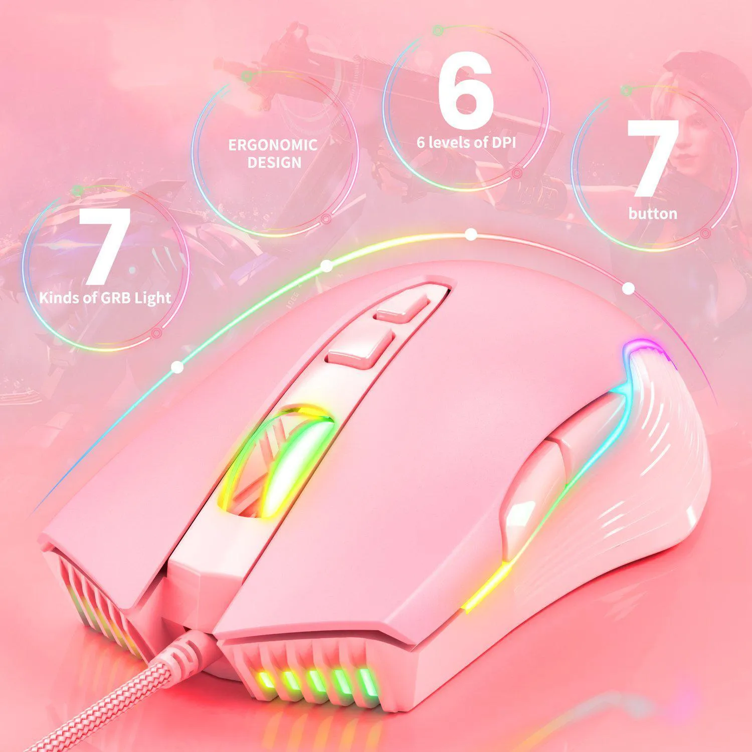 ONIKUMA CW905 bedrade gaming muis zwart 6400 DPI