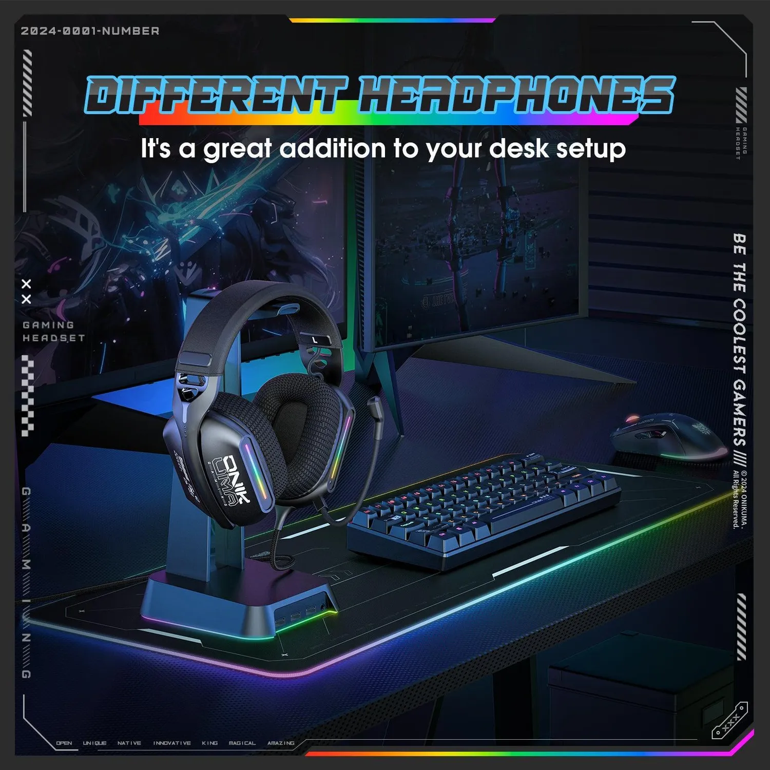 ONIKUMA X12 bedrade gaming headset zwart RGB