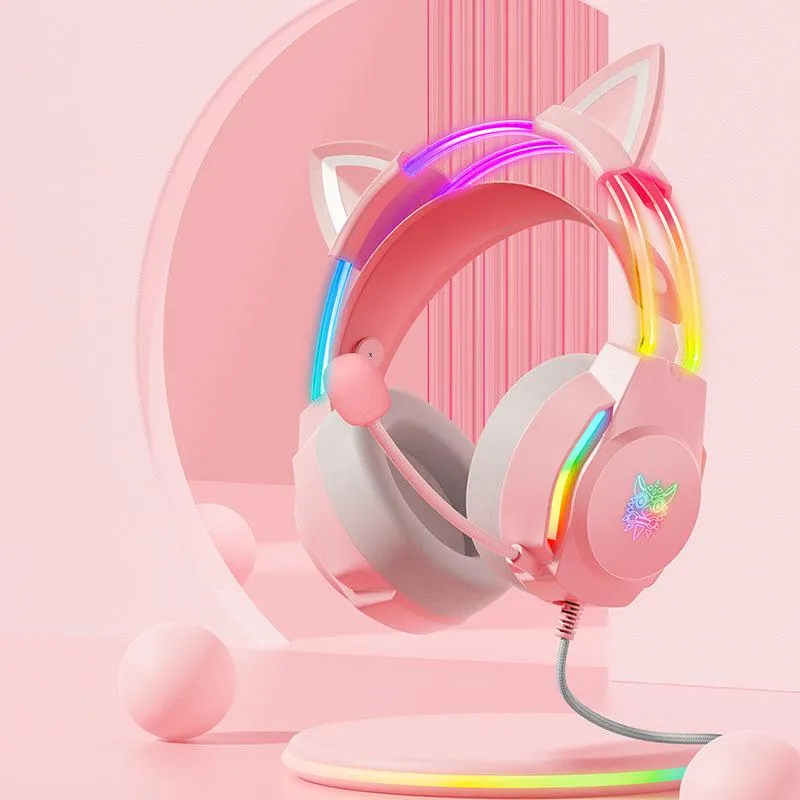 ONIKUMA X26 gaming headset kattenoren roze