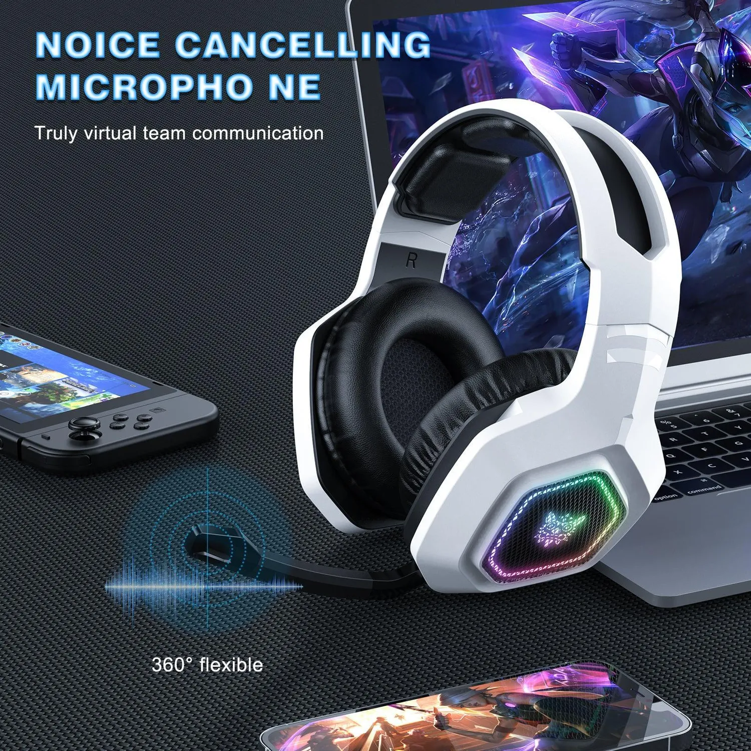 ONIKUMA B100 gaming headset draadloos 2.4GHz 50mm
