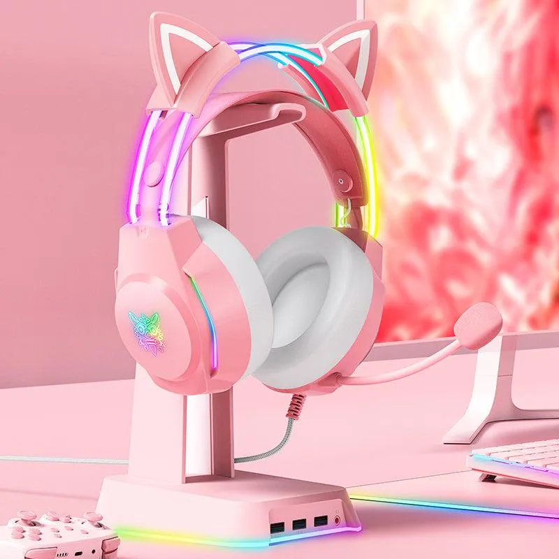 ONIKUMA X26 gaming headset kattenoren roze