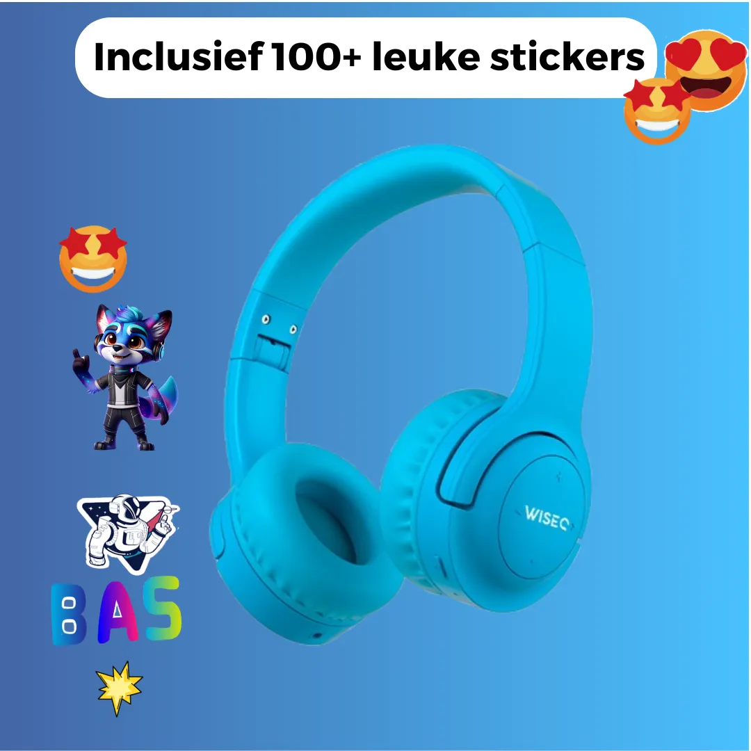 WISEQ Hero kinderkoptelefoon blauw 38 uur volumebegrensd