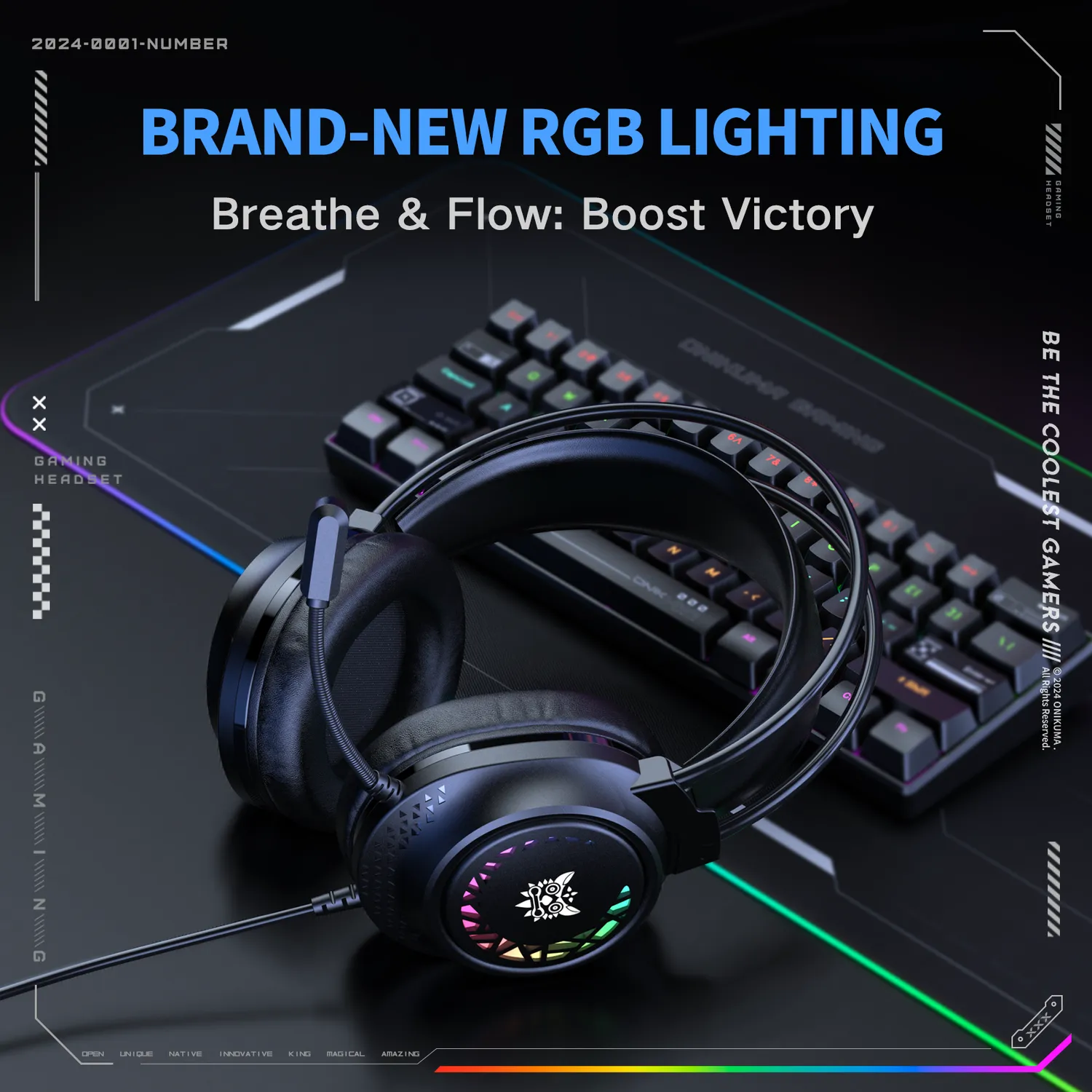 ONIKUMA X92 gaming headset zwart RGB surround