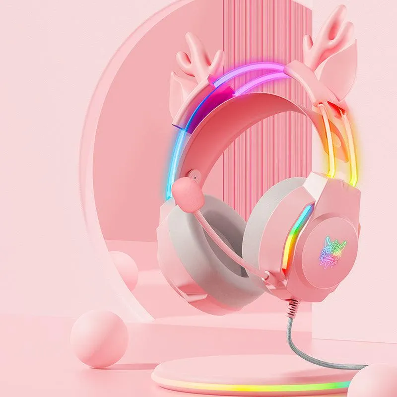 ONIKUMA X26 gaming headset roze bedraad RGB