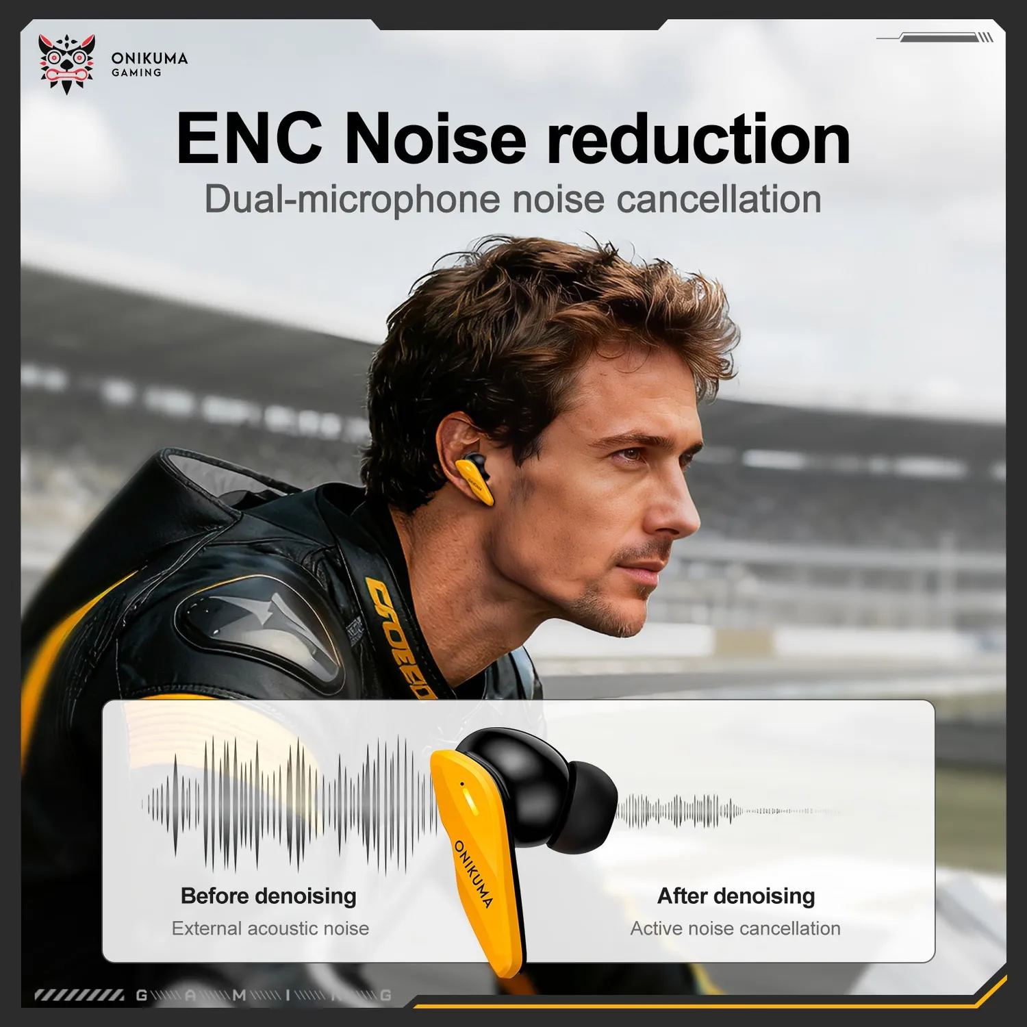 ONIKUMA TX616 gaming oordopjes geel ENC 2.4G
