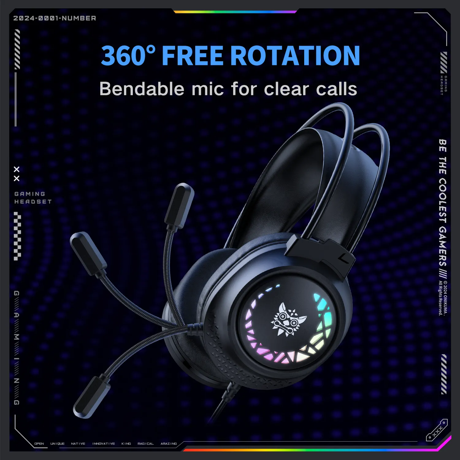 ONIKUMA X92 gaming headset zwart RGB surround