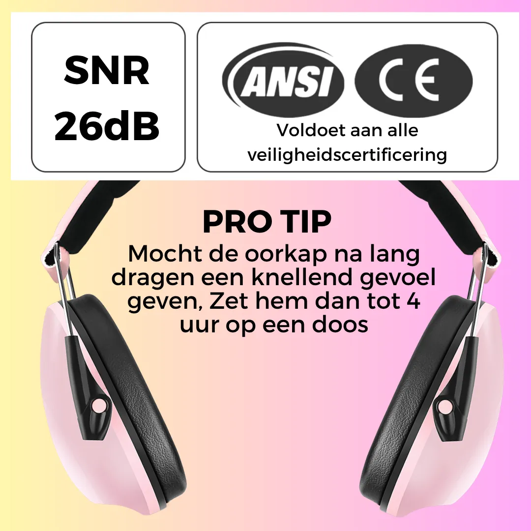 WISEQ Gehoorbescherming kinderen roze 26dB opvouwbaar