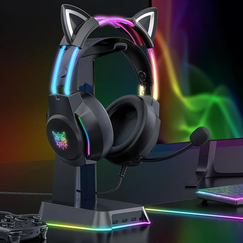 ONIKUMA X26 gaming headset kattenoren roze