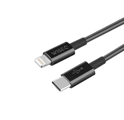 WISEQ Ultra 33W snellader Lightning 2m zwart dubbel