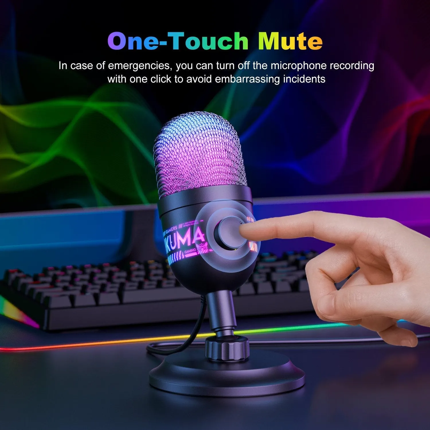 ONIKUMA M930 studio microfoon zwart USB met RGB