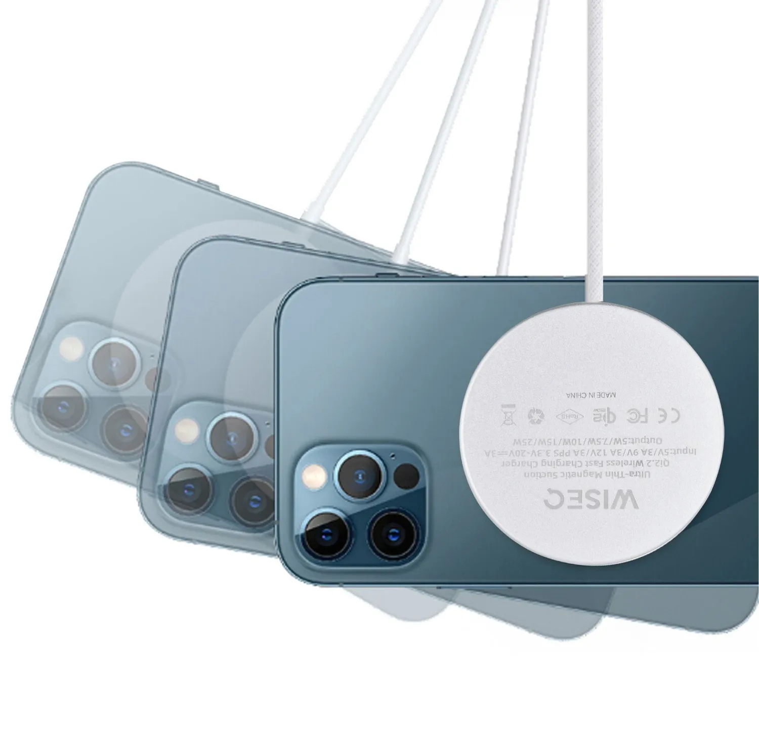 WISEQ 25W MagSafe draadloze lader wit 30W adapter