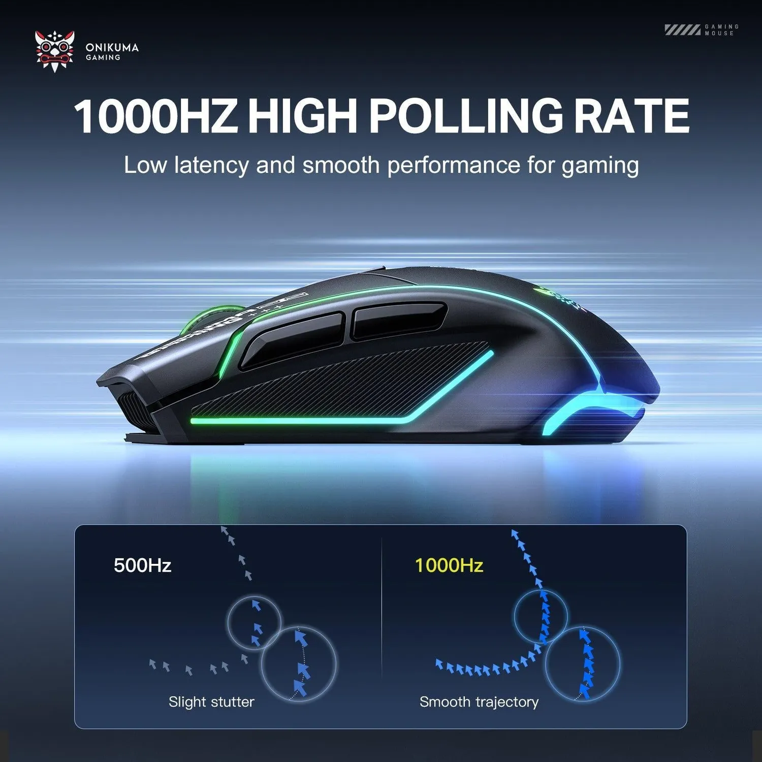 ONIKUMA DM06 gaming muis zwart tri-mode – 12800 DPI