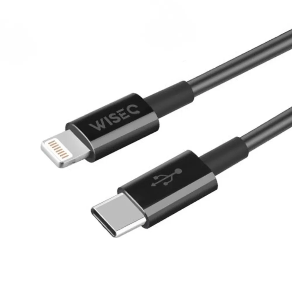 WiseQ USB-C naar Lightning kabel 2 meter zwart snelladen