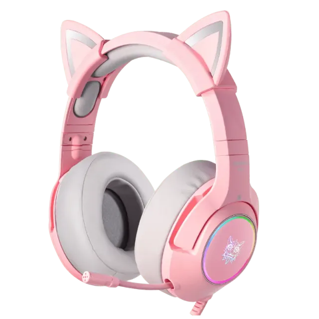 ONIKUMA K9 gaming headset roze met kattenoren RGB