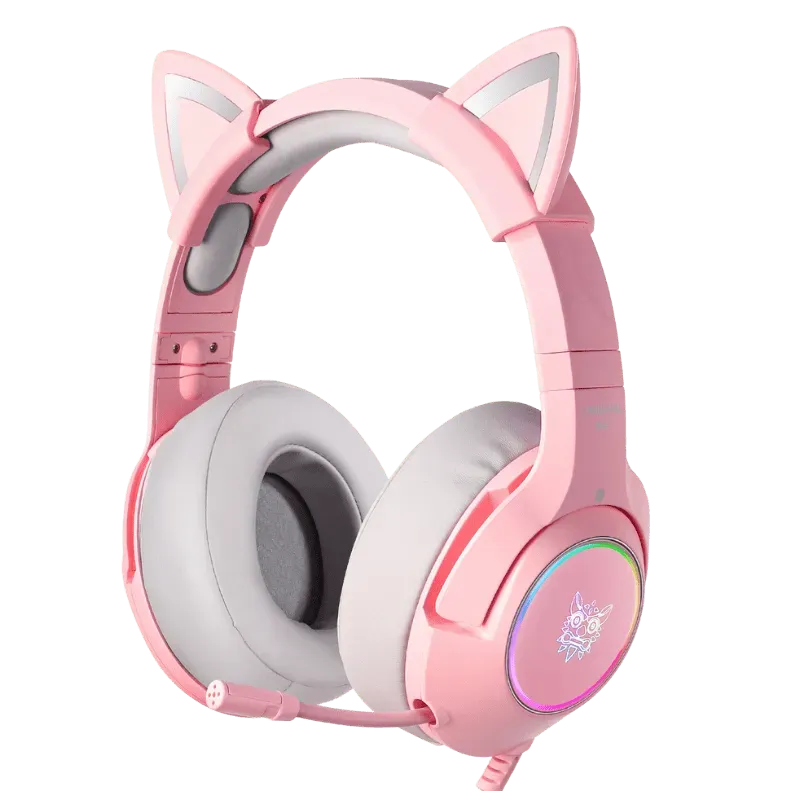ONIKUMA K9 gaming headset roze met kattenoren RGB