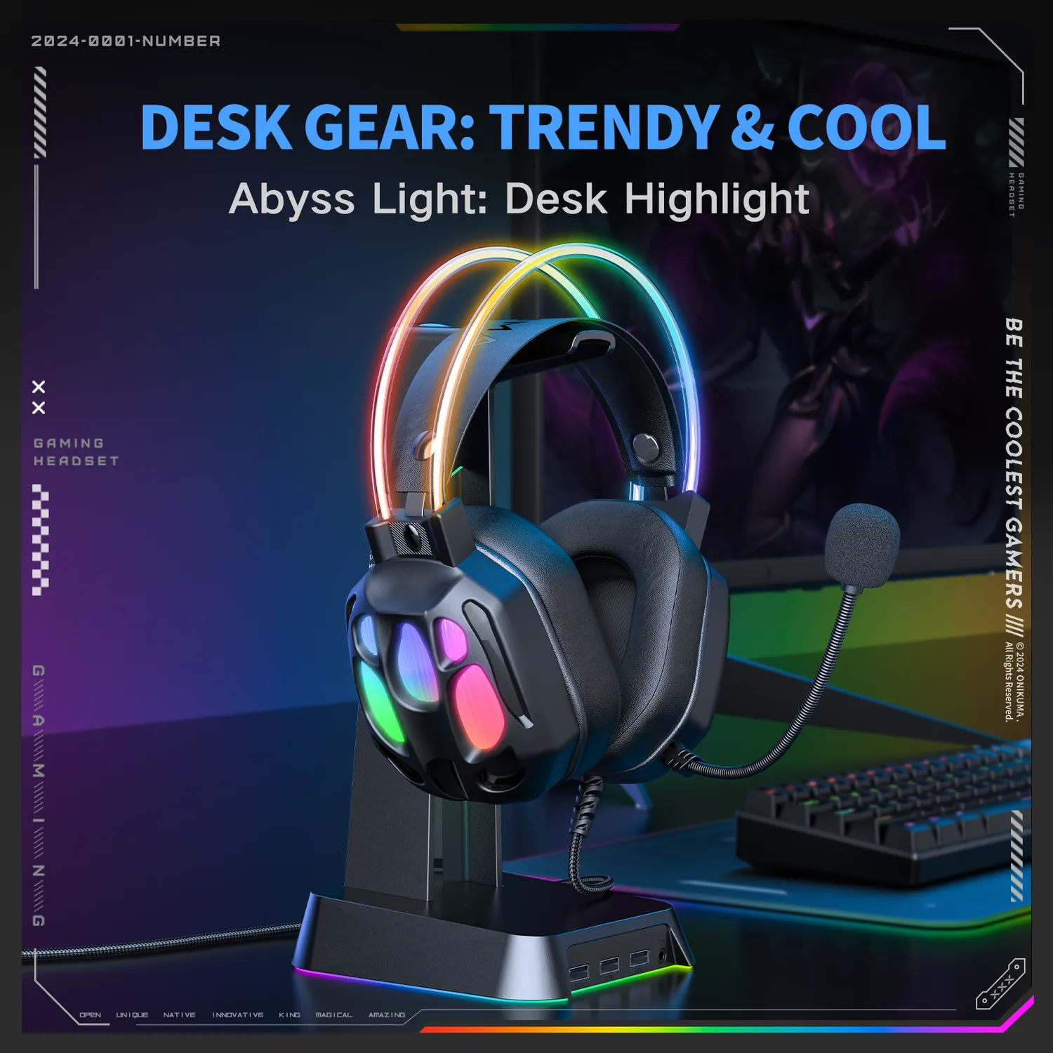 ONIKUMA X89 gaming headset zwart met RGB en microfoon