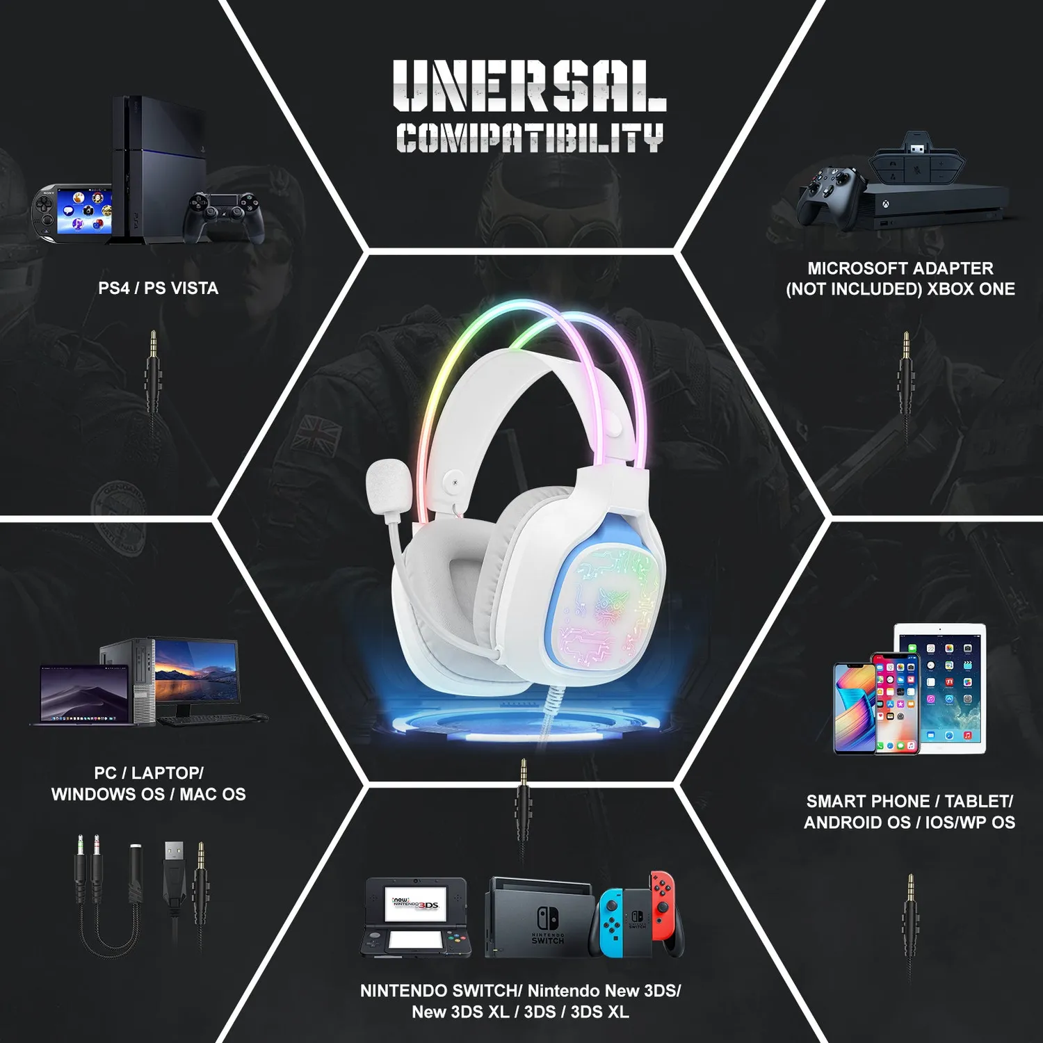 ONIKUMA X22 gaming headset bedraad RGB 50mm 1.8m