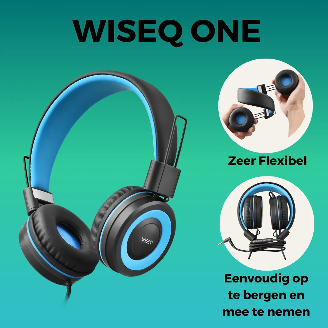 WISEQ One Bedrade Kinder Koptelefoon Zwart-Blauw – 85dB
