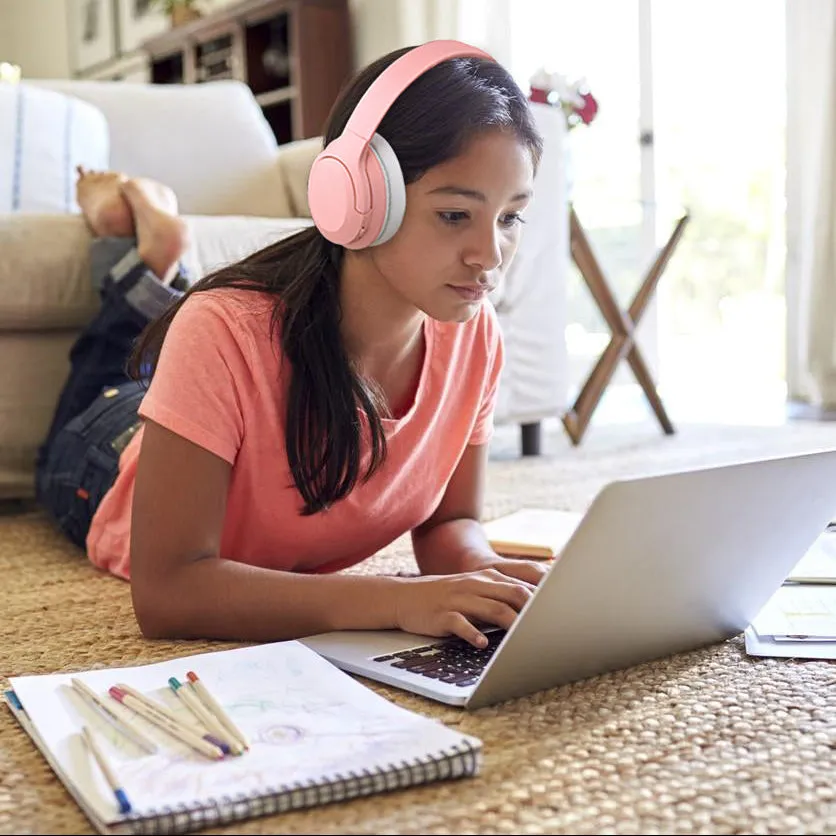 WISEQ Kids ANC kinderkoptelefoon roze noise cancelling