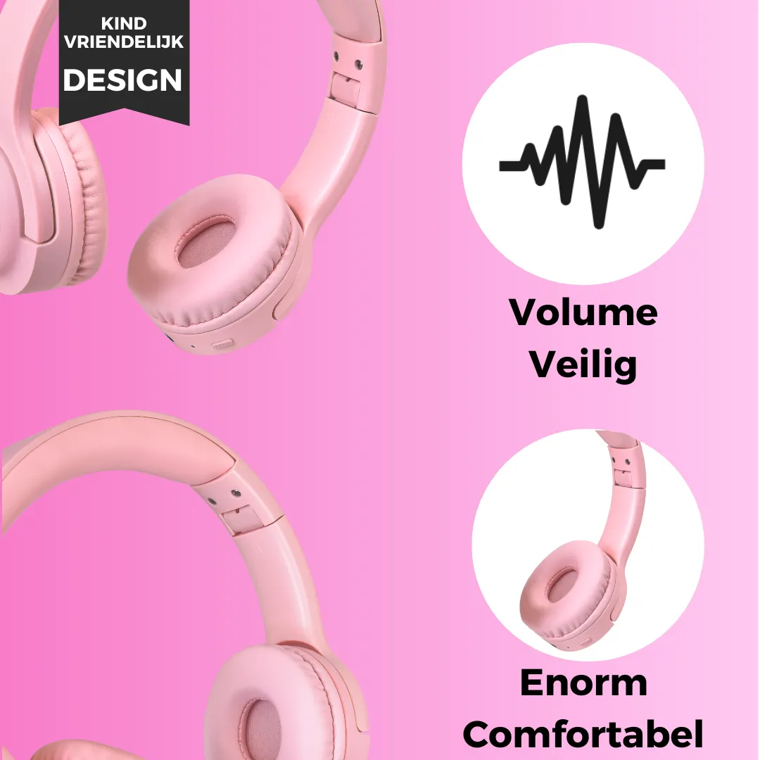 WISEQ Hero Kinderkoptelefoon bluetooth 38 uur roze