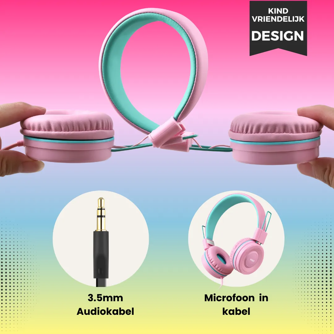 WISEQ One kinderkoptelefoon bedraad Unicorn-Bubblegum 85dB