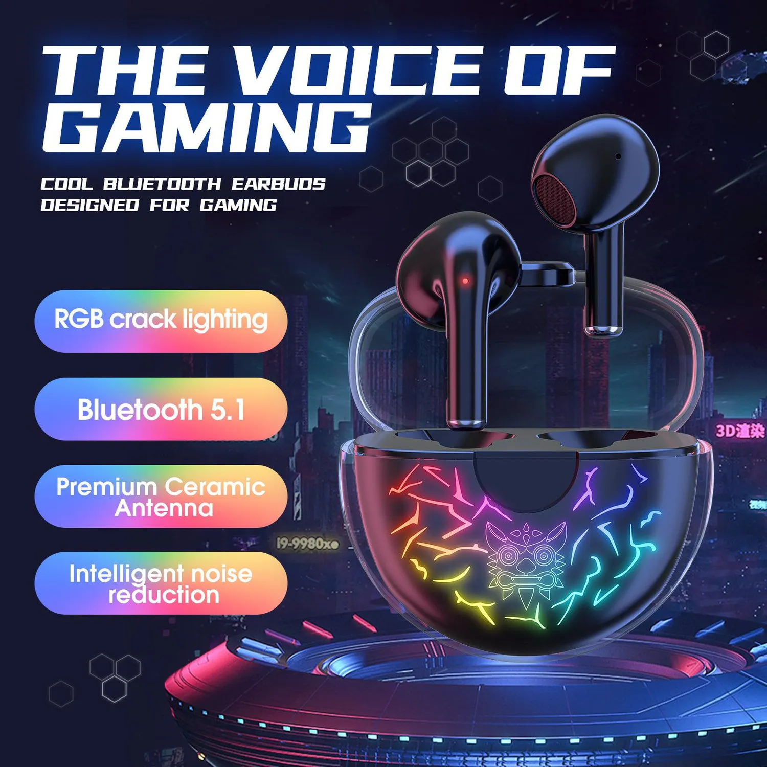 ONIKUMA T35 gaming oordopjes bluetooth zwart 60ms