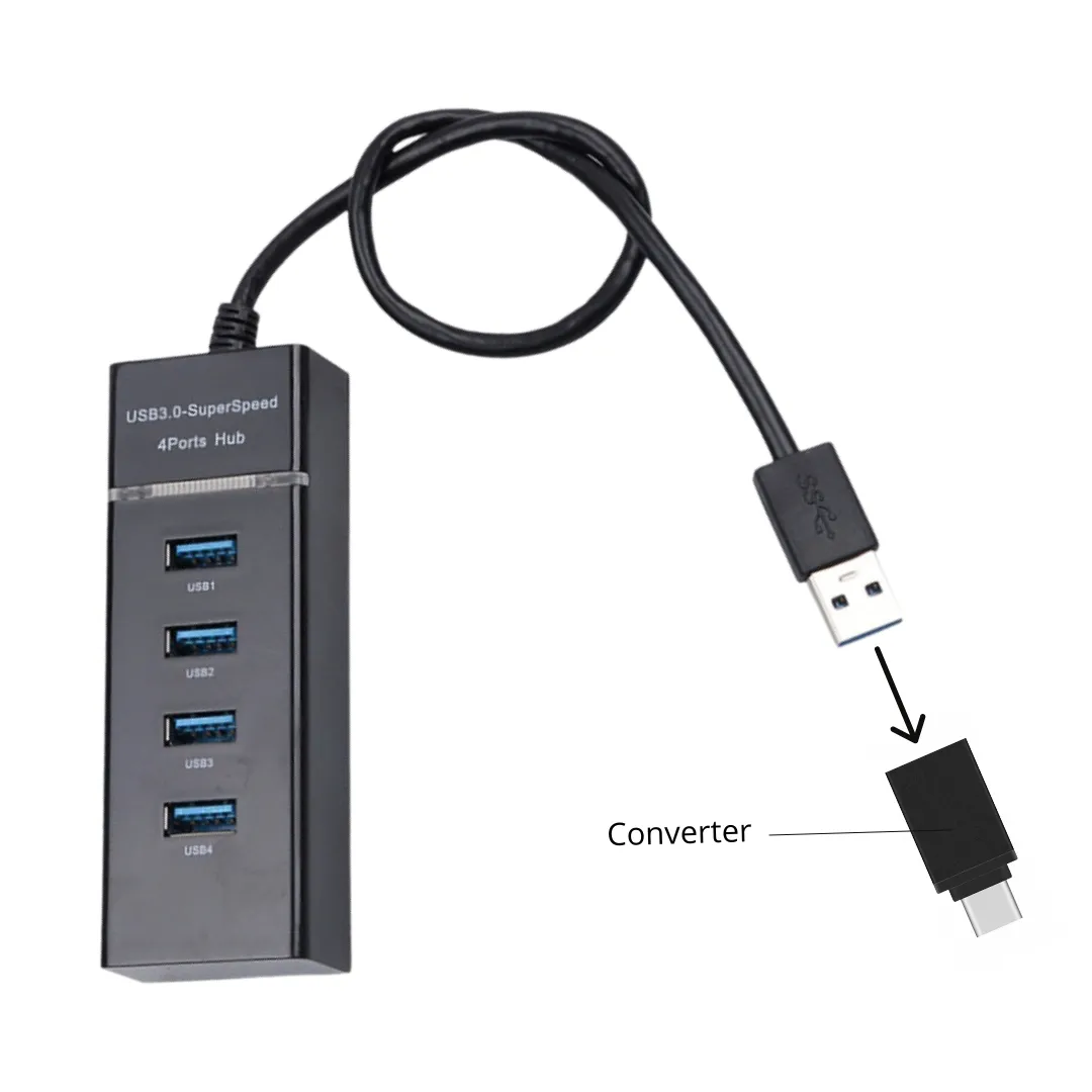 WiseQ USB Hub 4-poorts splitter USB-C converter 5Gbps