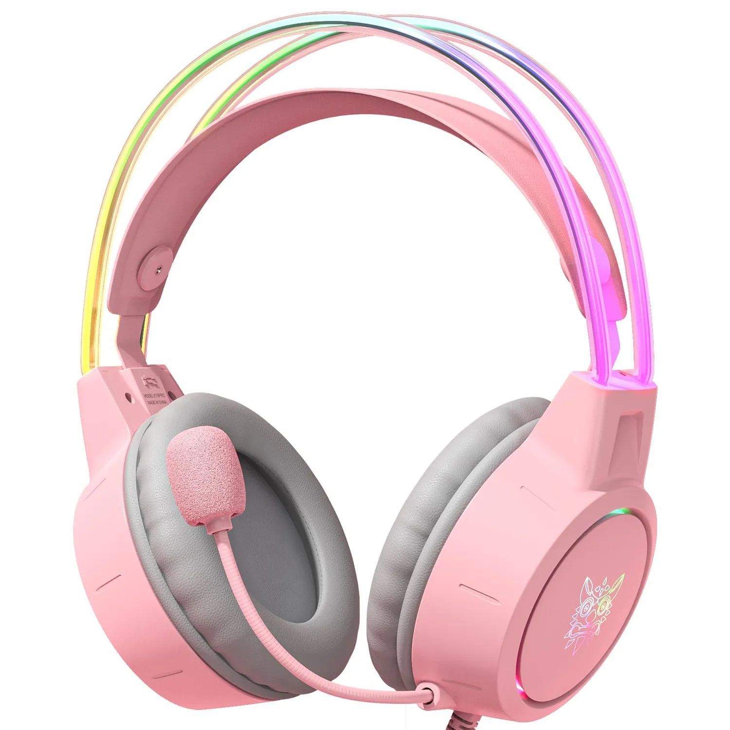ONIKUMA X15 Pro gaming headset bedraad roze RGB