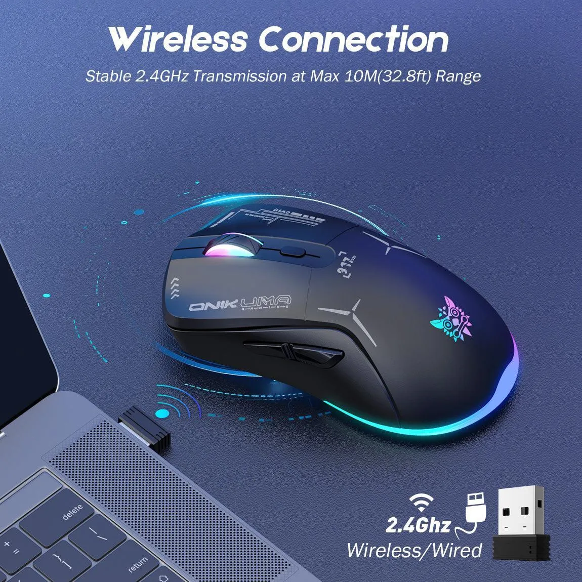 ONIKUMA CW917 gaming muis zwart draadloos – 4800 DPI