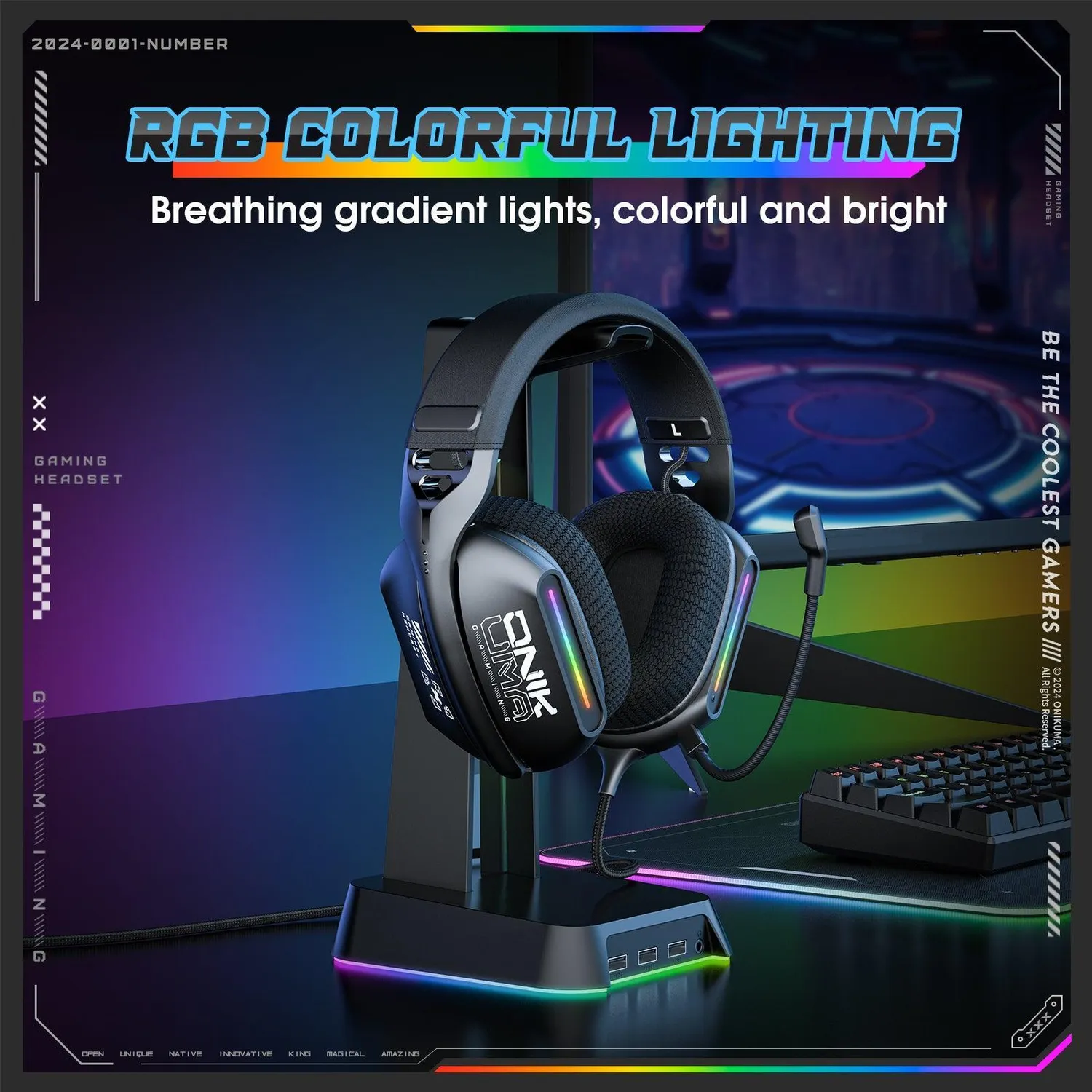 ONIKUMA X12 bedrade gaming headset zwart RGB