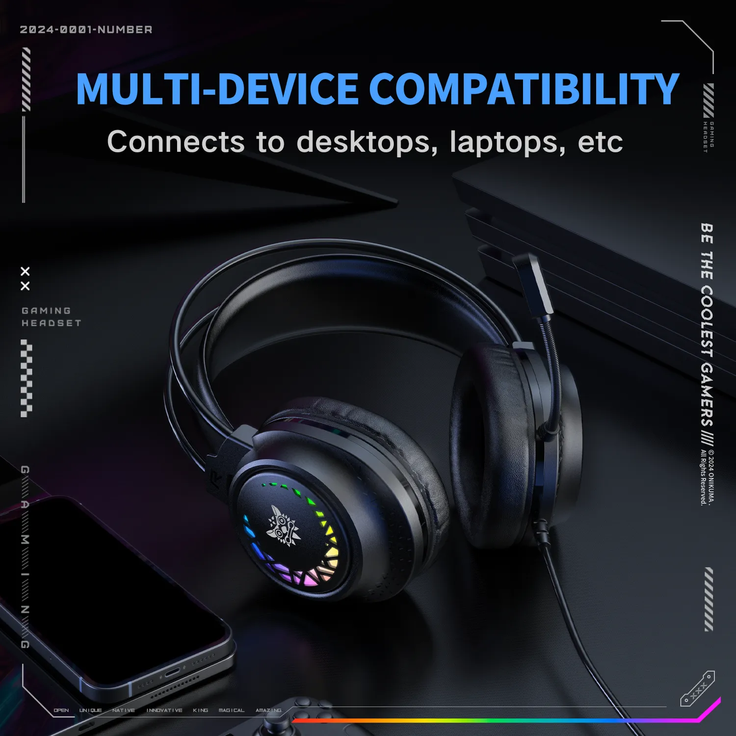 ONIKUMA X92 gaming headset zwart RGB surround