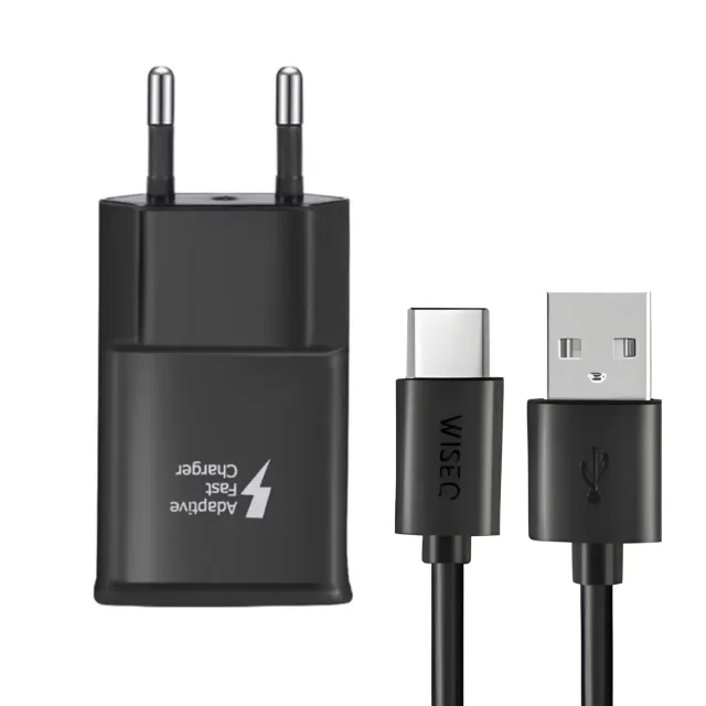 WiseQ 15W Snellader Oplader USB-C 2 Meter Zwart