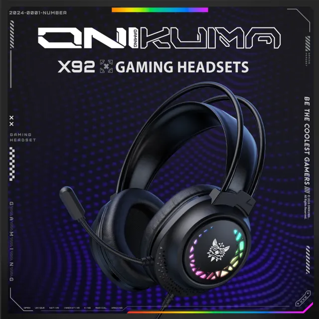 ONIKUMA X92 gaming headset zwart RGB surround