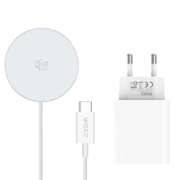 WISEQ 25W MagSafe draadloze lader wit 30W adapter