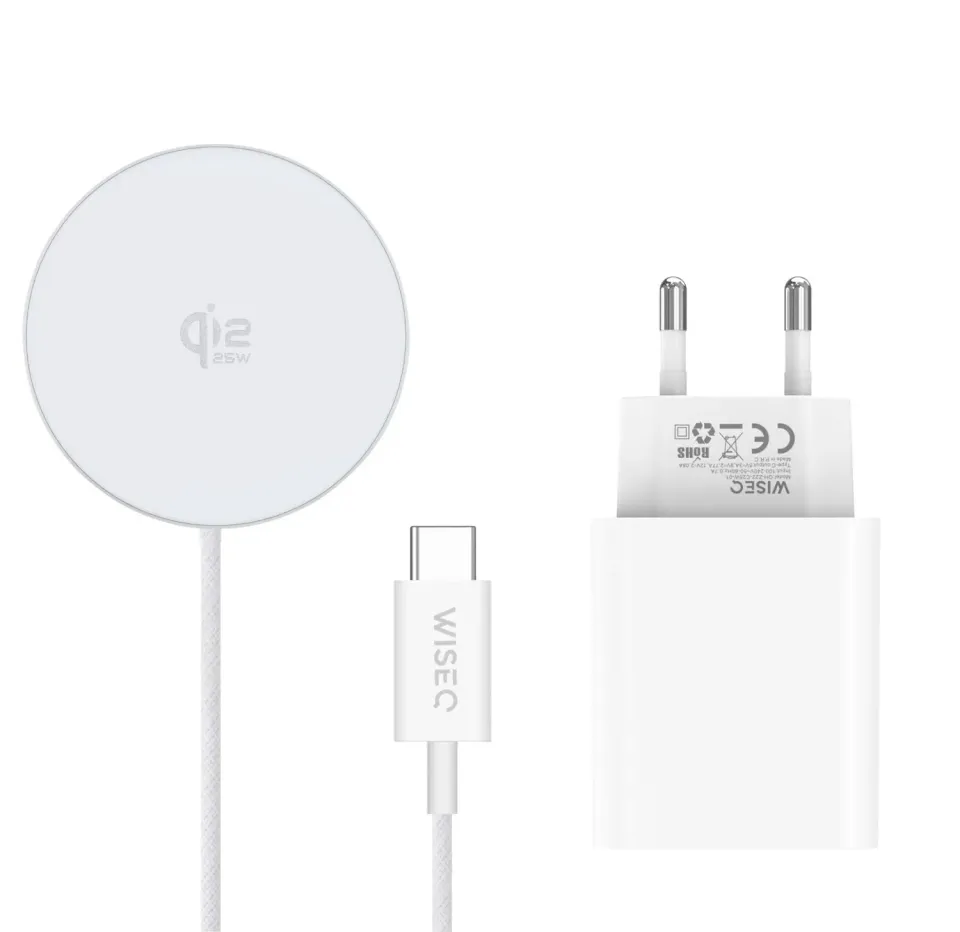 WISEQ 25W MagSafe draadloze lader wit 30W adapter