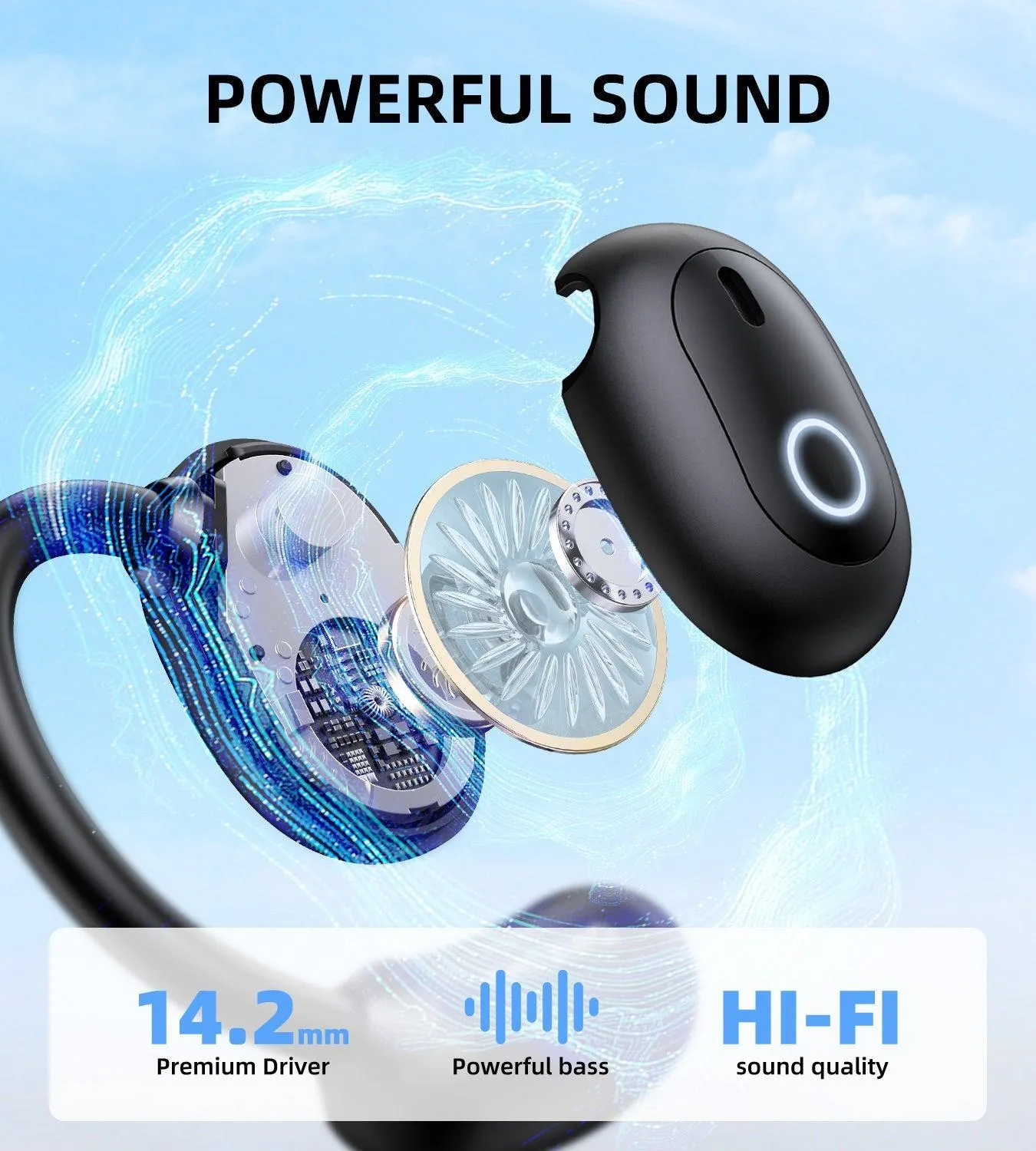 ONIKUMA T25 draadloze oordopjes zwart open-ear