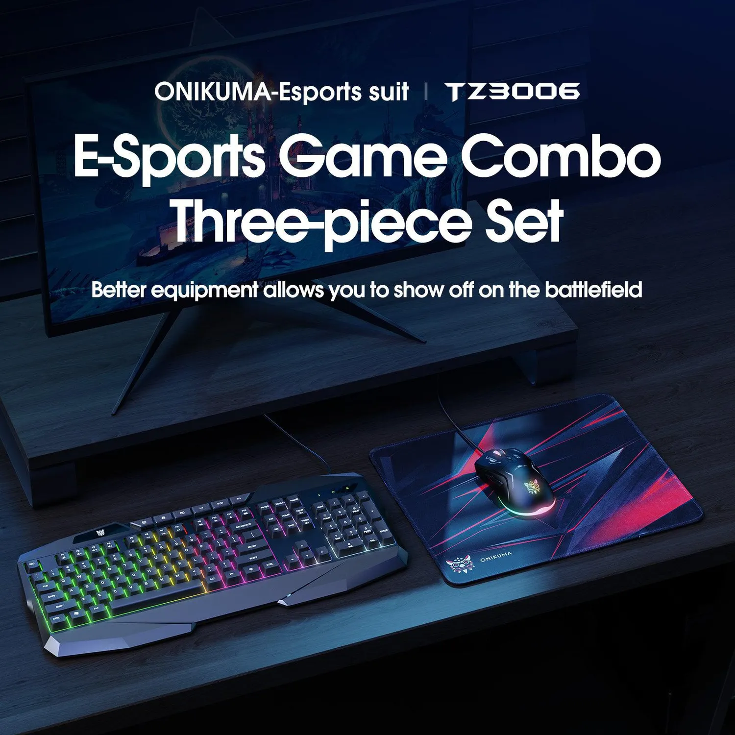 ONIKUMA TZ3006 gaming set toetsenbord muis zwart RGB