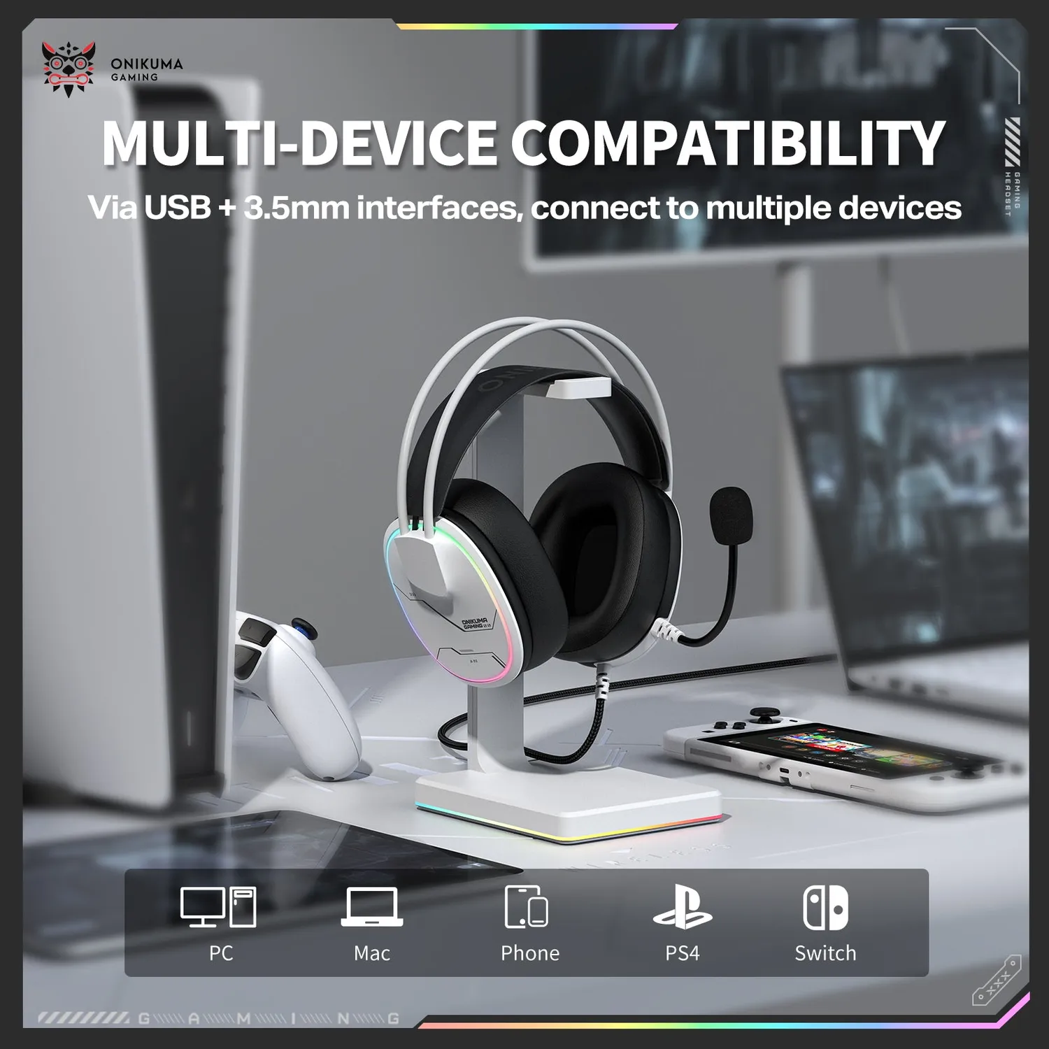 ONIKUMA X91 gaming headset zwart bedraad – met RGB