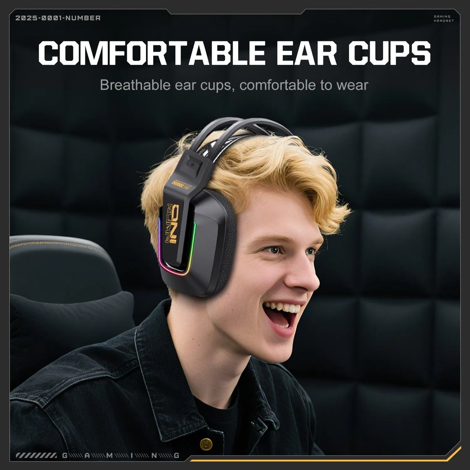 ONIKUMA GT828 gaming headset zwart draadloos 55H