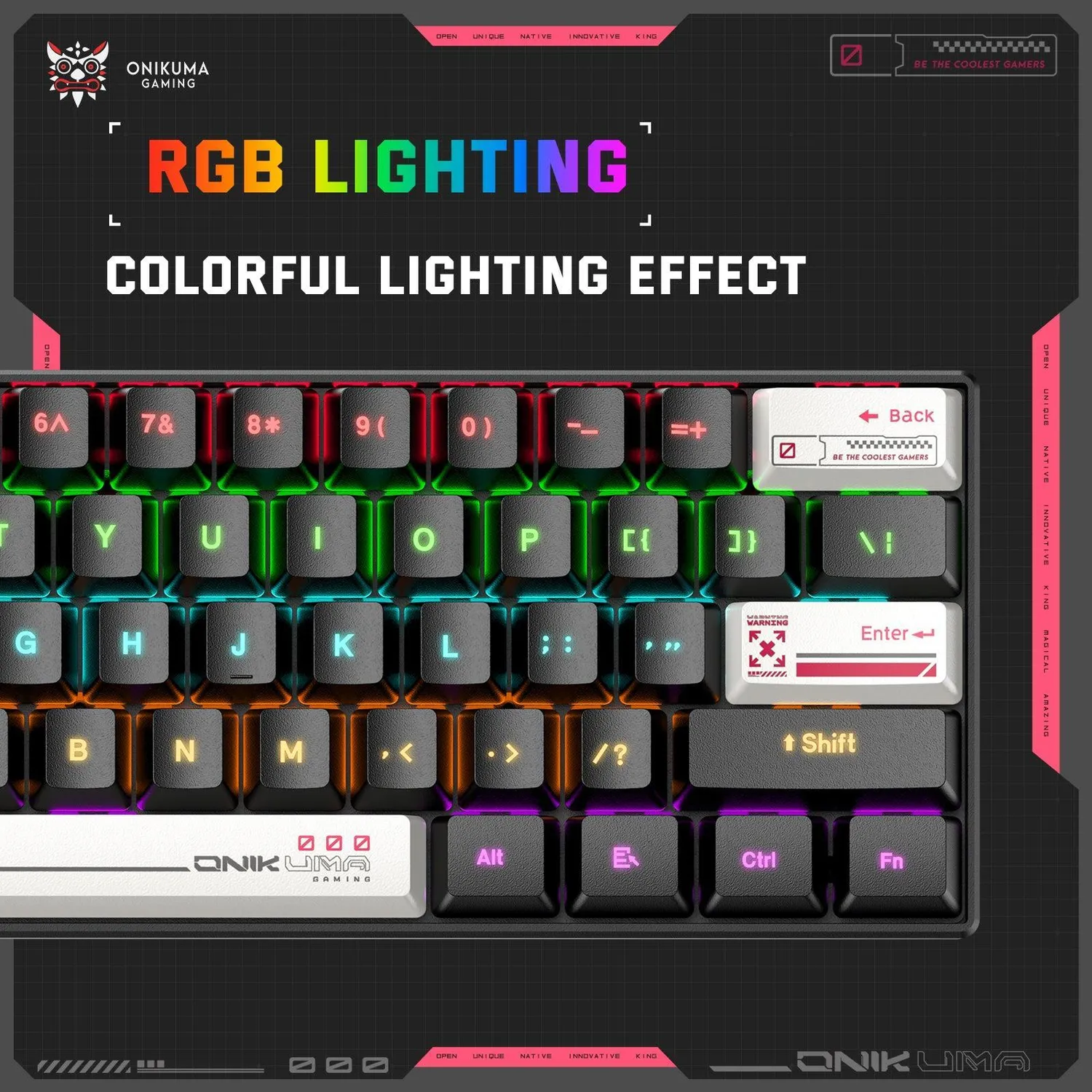 ONIKUMA G55 gaming toetsenbord 61 toetsen RGB compact