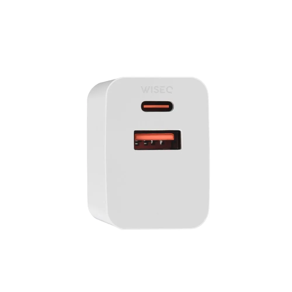 WISEQ Dual Charge 33W Snellader set Lightning kabel 2m wit