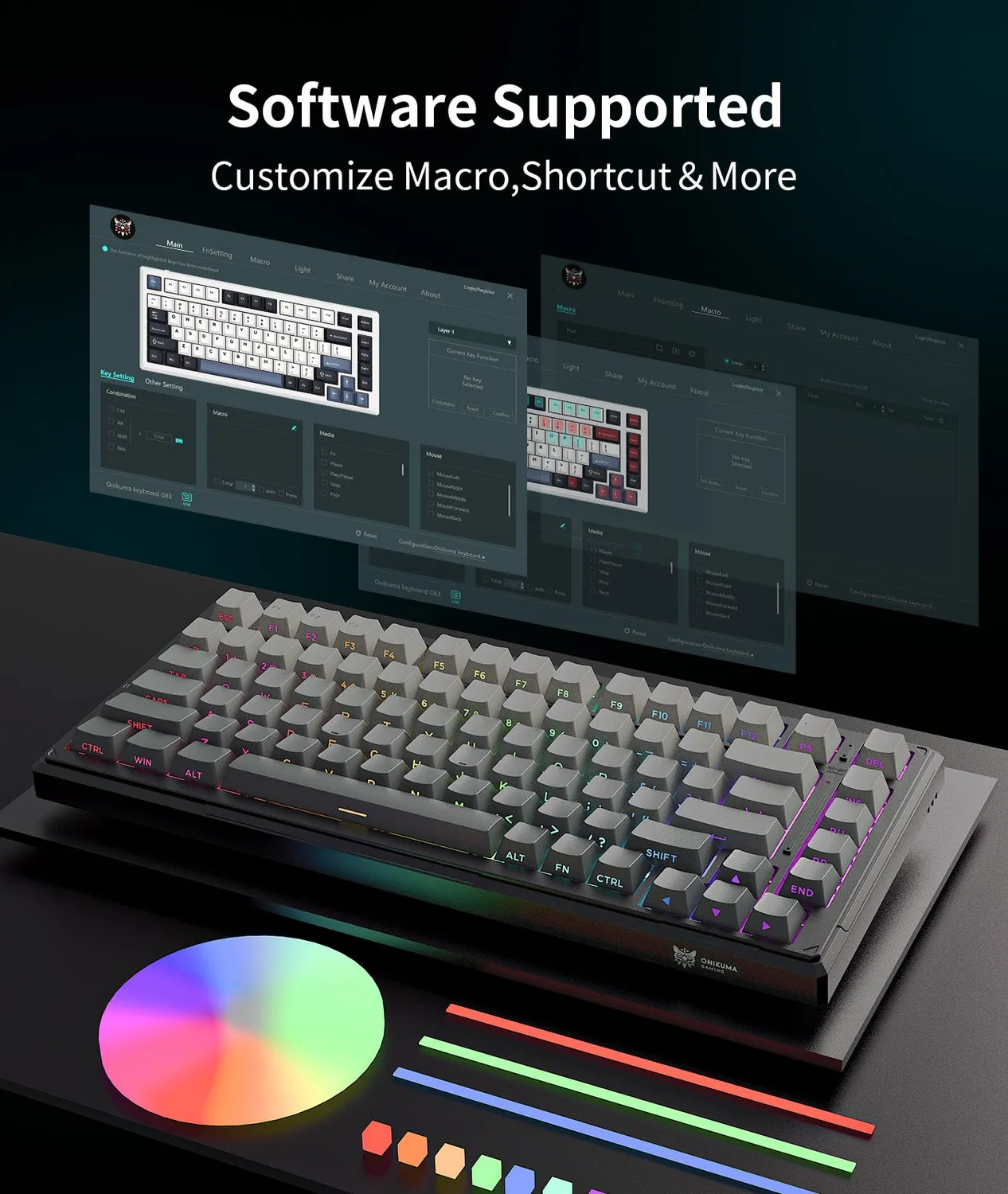 ONIKUMA G83 gaming toetsenbord zwart draadloos RGB
