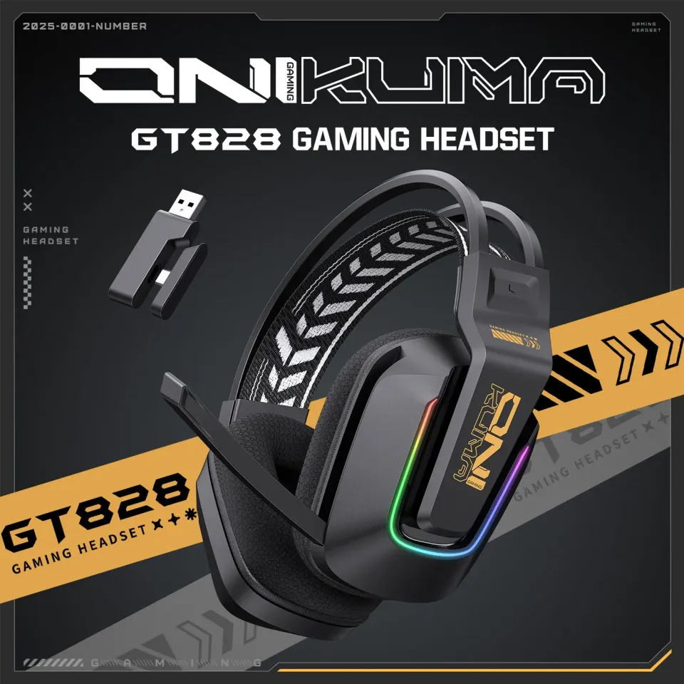 ONIKUMA GT828 gaming headset zwart draadloos 55H