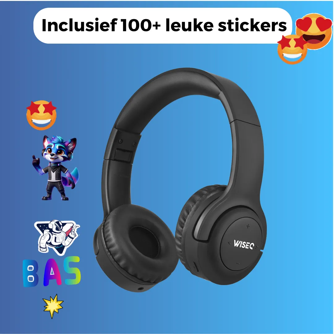 WiseQ Hero Draadloze Kinderkoptelefoon Zwart 38 uur