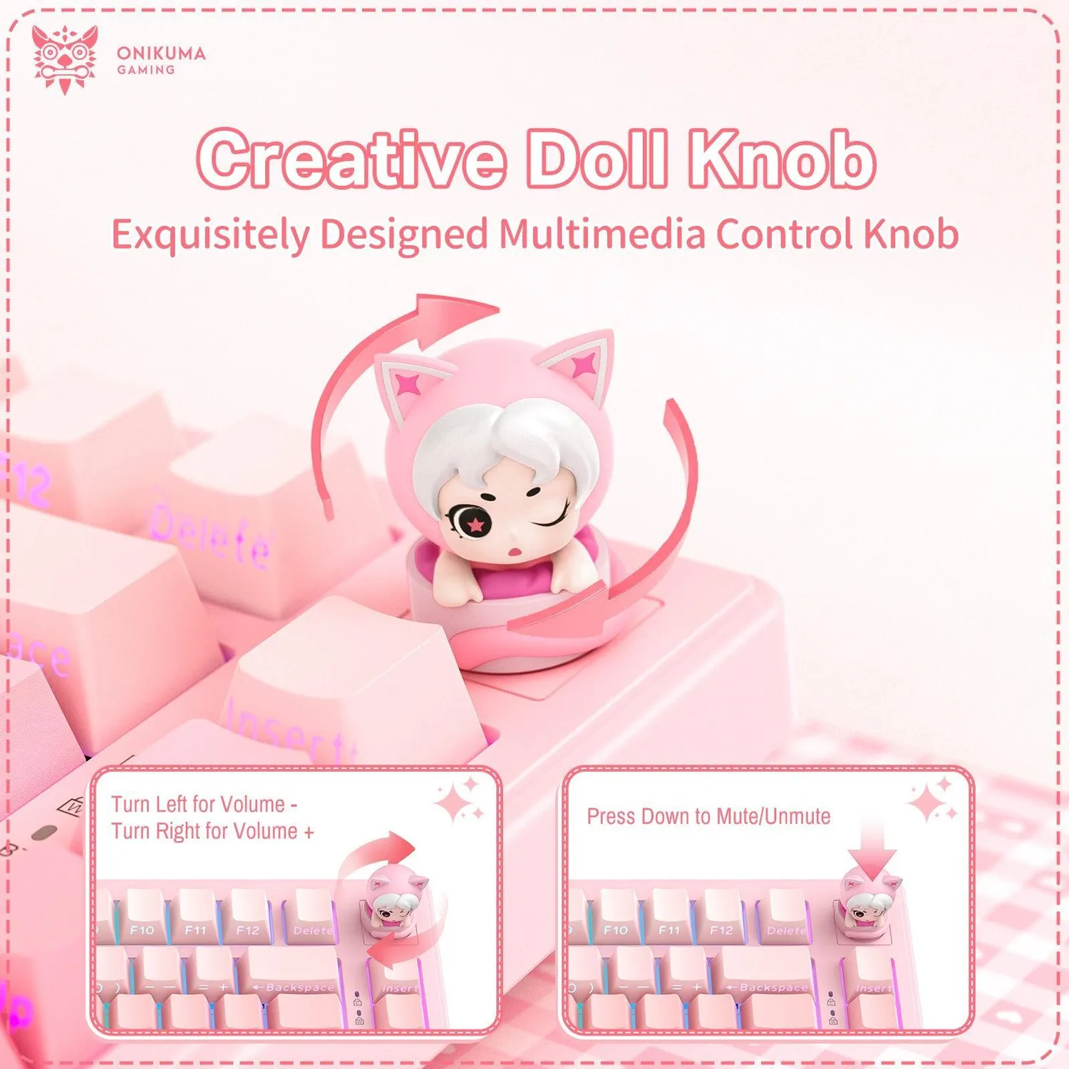 ONIKUMA MT707 gaming toetsenbord roze RGB draadloos