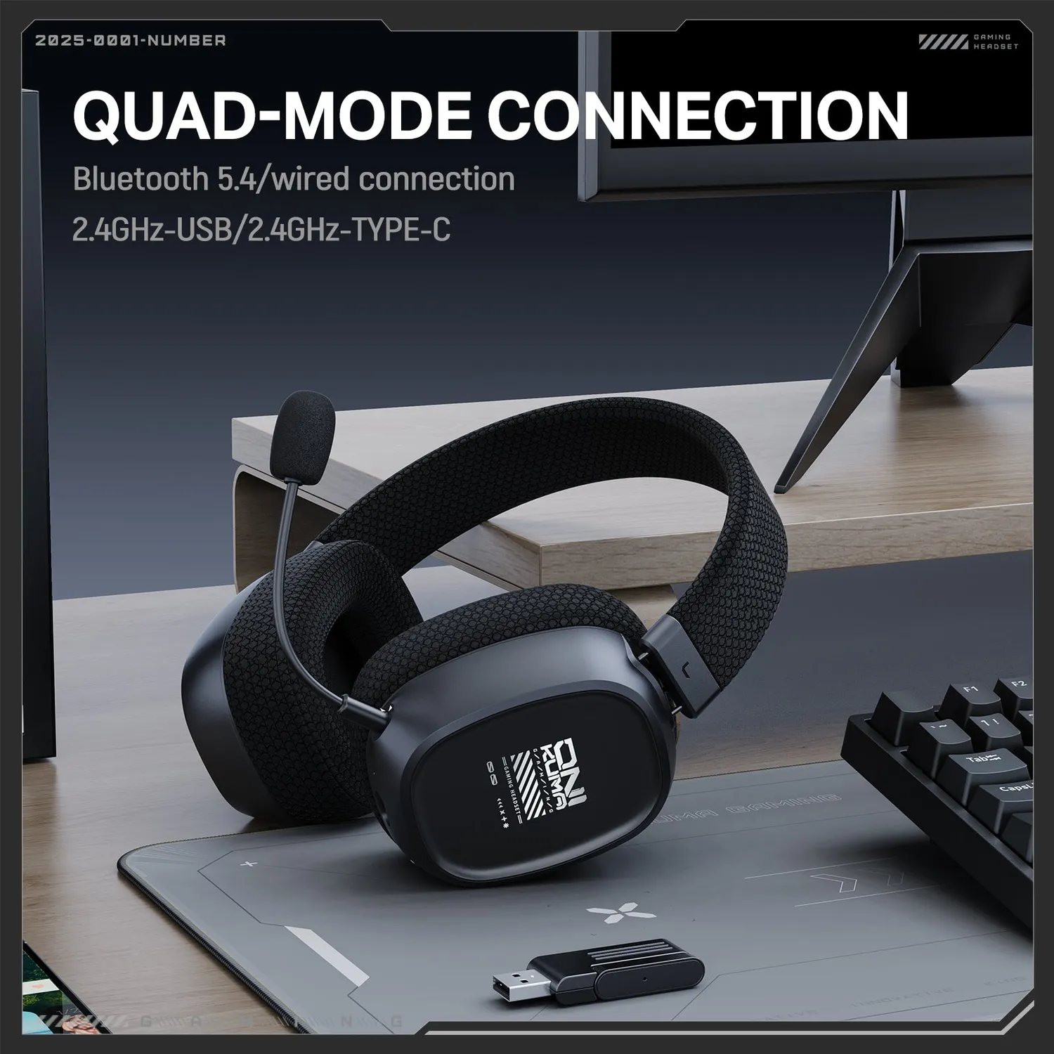 ONIKUMA GT839 gaming headset zwart draadloos 45H