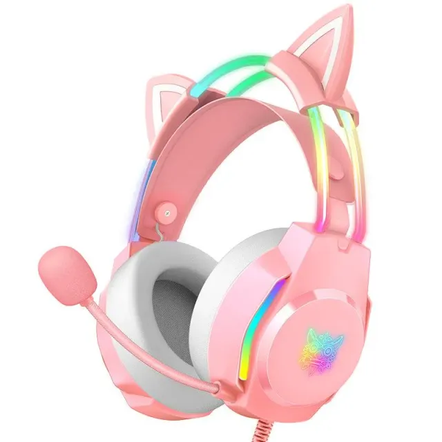 ONIKUMA X26 gaming headset kattenoren roze