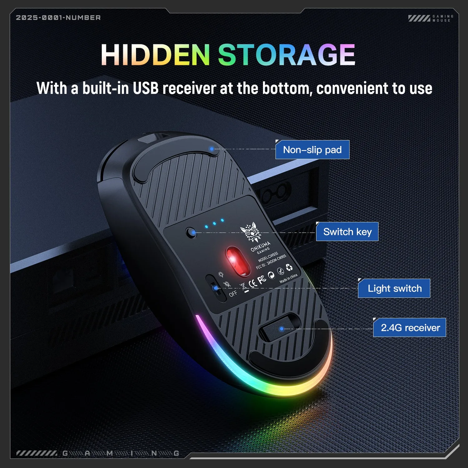 ONIKUMA CW935 Gaming Muis Zwart Draadloos RGB 12800DPI