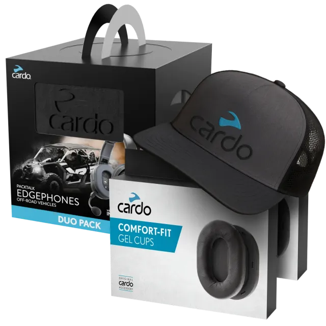 Cardo Packtalk Edgephones ORV duo headset 2 stuks met petten